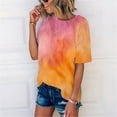 thumbnail image 3 of Shirts for Women Going Out Tops for Women 2024 Gradient Color Blouses Casual Loose Fit Tshirts Comfortable Round Neck Tee Shirts Prime Big Deal Days, 3 of 7