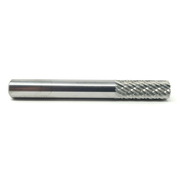HELONGCO Double Cut Cylindrical 1/4" x 5/8" Carbide Burr Bur Tool Die Grinder Bit, 1/4" Shank