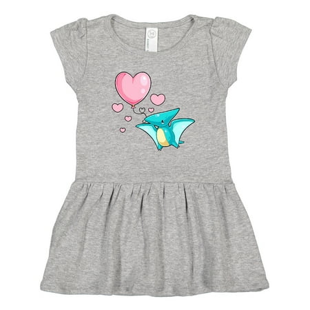 

Inktastic Cute Valentine Pterodactyl with Heart Balloon Gift Toddler Girl Dress