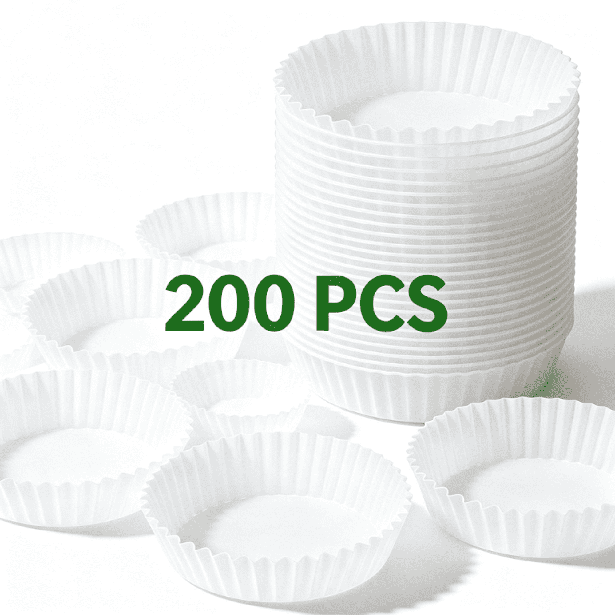 200pcs Disposable Cat Food Bowl Liners, White Pet Feeding Bowls Liner for Puppy Small Dog & Cat, Small Paper Bowls for Dry and Wet Food
