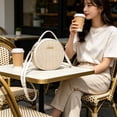 thumbnail image 5 of Forest Style Textured Woven Round Handbag, Boho Crossbody Bag for Women Retro Chic Top, Circle Straw Purse for Travel Shopping, 5 of 7