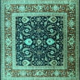 thumbnail image 1 of Ahgly Company Machine Washable Indoor Square Oriental Turquoise Blue Industrial Area Rugs, 6' Square, 1 of 1