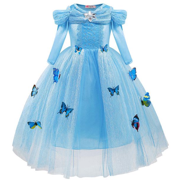 Disney Cinderella Costume Girls Princess Cosplay Dress Up Clothes for Girls Christmas Halloween Party Costume Kids Birthday Gown3T (tag 110) Gao Jinjia LED