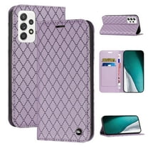 Dteck Wallet Case for Samsung Galaxy A33 5G,RFID Blocking Card Cash Pocket Embossing PU Leather Magnetic Folio Flip Stand Phone Cover,Purple