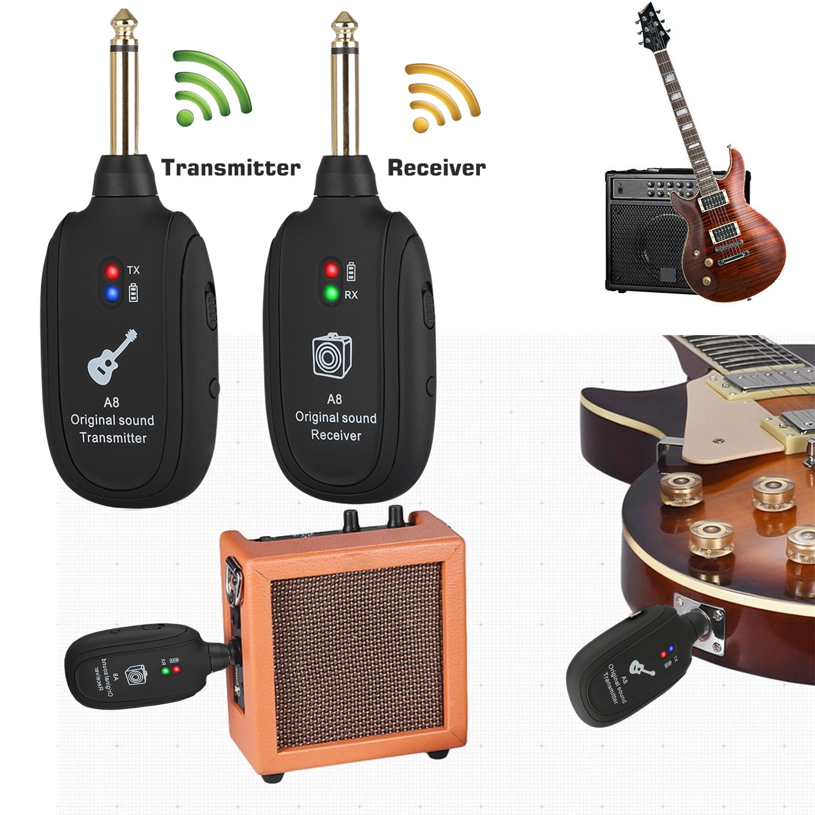 Best Wireless Bass Guitar System TSV Compact Wireless Guitar Transmitter and Receiver Combo, Portable