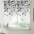 thumbnail image 2 of Black Leaves Swag Curtains for Kitchen/Bedroom/Living Room, Summer Botanical Scalloped Curtains 63 Inch Long, Rod Pocket Window Swag Topper Curtains Valances 2 Panels Set 36"x63", 2 of 8