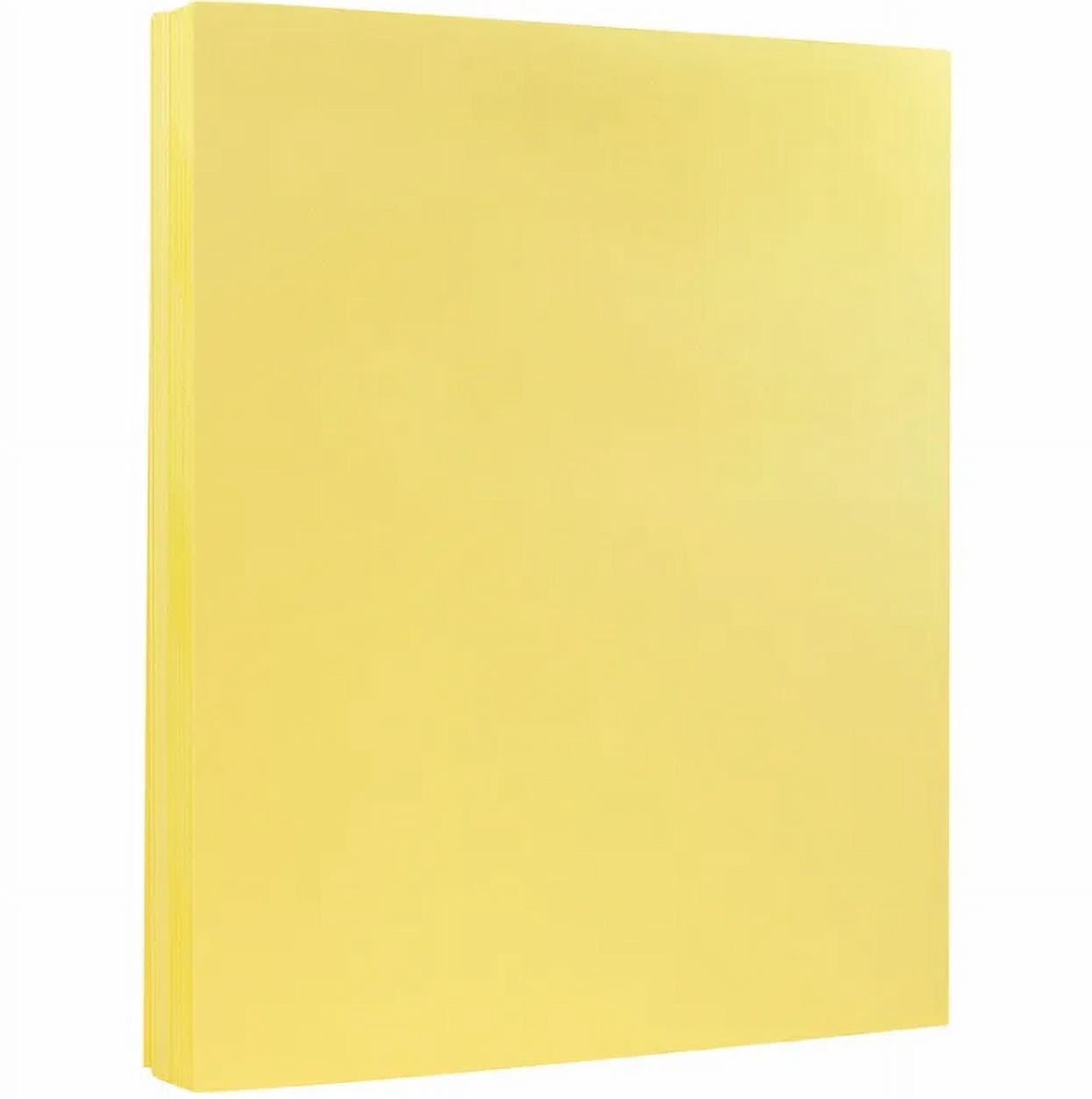 JAM Paper Vellum Bristol, 8 1/2 x 11, Canary Yellow, 67lb, 100 per Pack