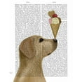 thumbnail image 2 of Fab Funky 15x18 Black Ornate Wood Framed with Double Matting Museum Art Print Titled - Yellow Labrador Ice Cream, 2 of 4