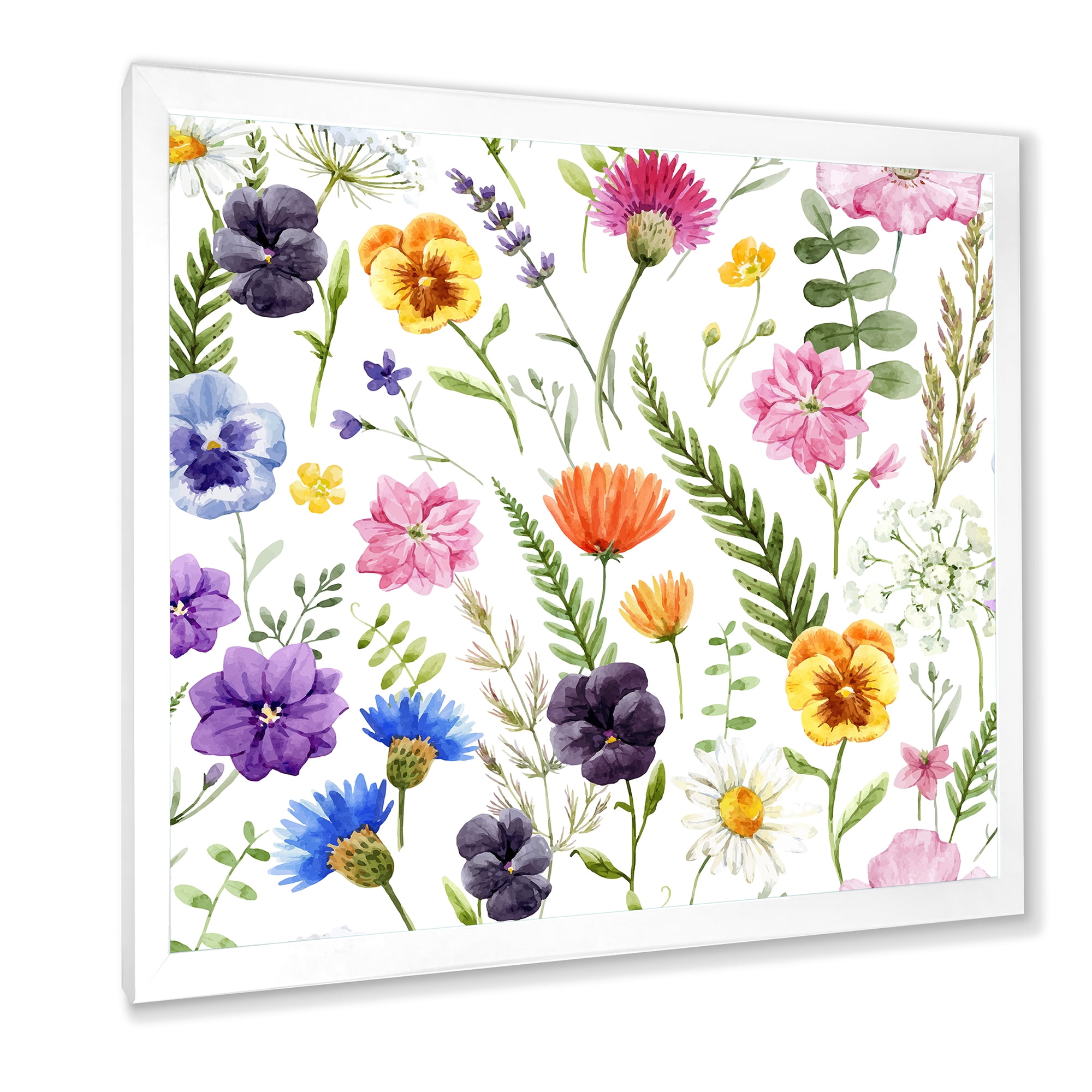 Designart 'Coloful Wildflowers Floral Pattern I' Traditional Framed Art Print