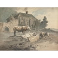 thumbnail image 2 of Robert Hills 18x14 Black Ornate Wood Framed Double Matted Museum Art Print Titled - Long-Horned Cattle, 2 of 5