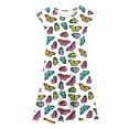 thumbnail image 1 of Robes Décontractées pour Grandes Filles, Fête, Manches Volantées, Imprimé Coloré, Robe à Étages, Vêtements pour Enfants à Taille Extensible, Taille 12-13T, 1 of 6