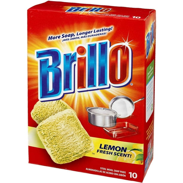 Brillo Steel Wool Soap Pads, Lemon, 10Count