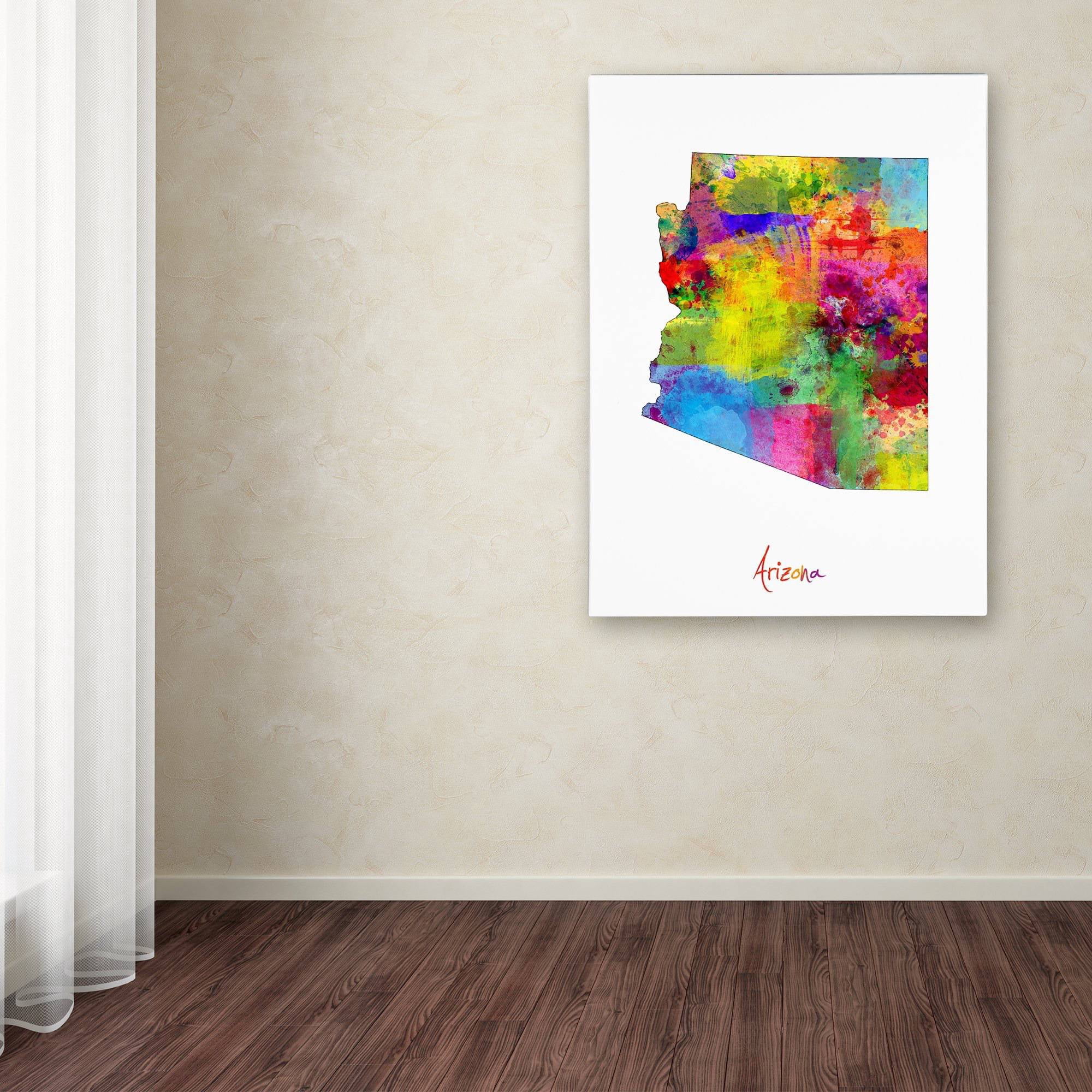 Trademark Fine Art "Arizona Map" Canvas Art by Michael Tompsett