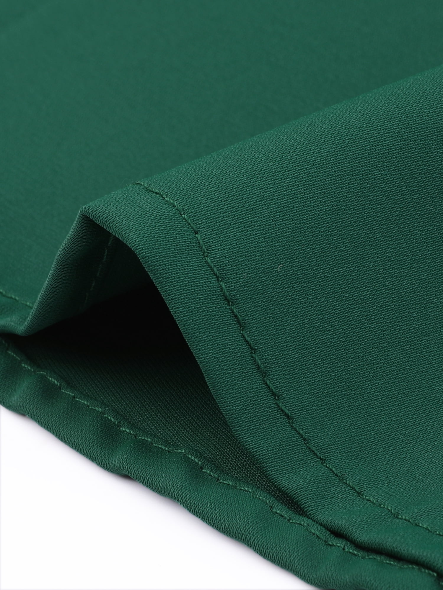 DARING DIVA Women's Button Down Collared Contrast Trim Puff Sleeve Blouse L Dark Green