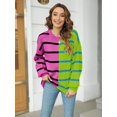 thumbnail image 4 of Womens Striped Pullover Sweater Crew Neck Long Sleeve Knitted Color Block Casual Loose Lightweight Sweaters for Women, 4 of 6