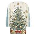 thumbnail image 5 of WTOBBY Women's Casual Round Neck 3/4 Sleeve Loose Printed T-Shirt with Christmas Theme, Women's Holiday Season Top for Daily Wear, Comfortable Fashion Blouse,Multicolor S, 5 of 6