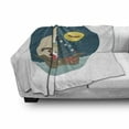 thumbnail image 3 of Cartoon Soft Flannel Fleece Throw Blanket, Wolf Captain Sailing into the Ocean Nautical Themed with Laughing Sun, Cozy Plush for Indoor and Outdoor Use, 60" x 80", Multicolor, by Ambesonne, 3 of 6