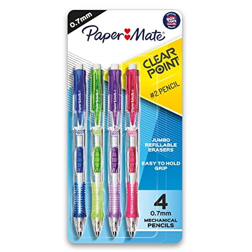 Paper Mate Clear Point Mechanical Pencils, 0.7mm, Fashion Assorted Colors, Pack of 4