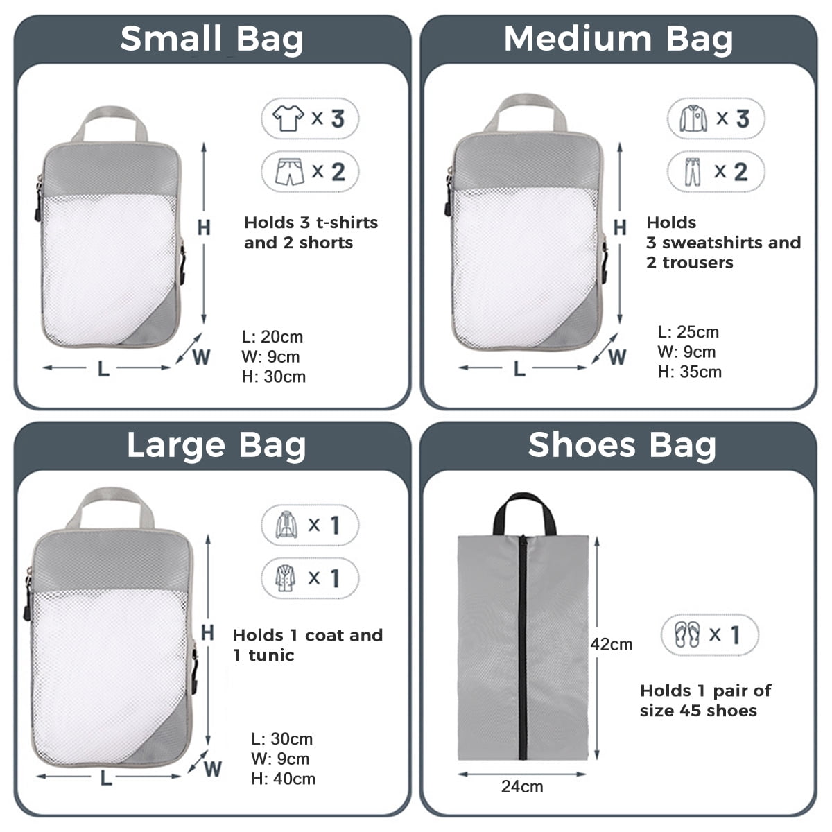 AUXDIQ 4 PCS Compression Packing Cubes Travel Luggage Organizer Bags Set Packing Organizers Compression Suitcase Bag Travel Essential Bag