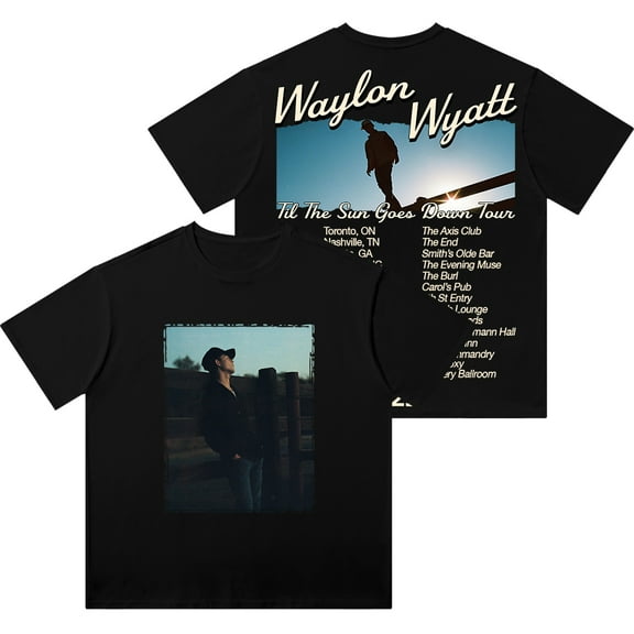 Waylon Wyatt Til The Sun Goes Down Tour Wash T-Shirts Summer Unisex Streetwear Short Sleeve Tee