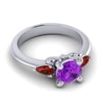 thumbnail image 3 of 2.50 Carat Round Shape Amethyst & Garnet Gemstone Classic 3 Stone Ring for Birthday Gift 14K White Gold Size 9.5 by Diamond-Capitals, 3 of 8