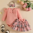 thumbnail image 2 of Gvdentm Baby Girl Fall/Winter Clothes Preemie Clothes Fall/Winter Romper Dress Skirt Set(Pink,9-12 Months), 2 of 6