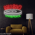 thumbnail image 2 of Glowneon Music Love & Peace Neon Signs, Music Record Player Led Signs, 2 of 5