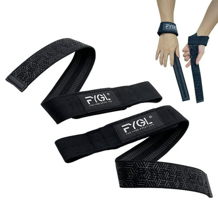 FYGL Double-Layer Anti-Slip Padded Wrist Support Men Women Black Weight Lifting Straps