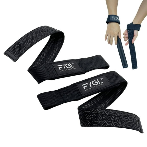 FYGL Double-Layer Anti-Slip Padded Wrist Support Men Women Black Weight Lifting Straps