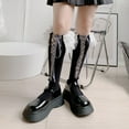 thumbnail image 4 of Cute Lace Trim Socks for Girls Women Stylish JK Calf Socks Cute Tie Up Cotton Socks Knee High Socks Boot Stocking, 4 of 8