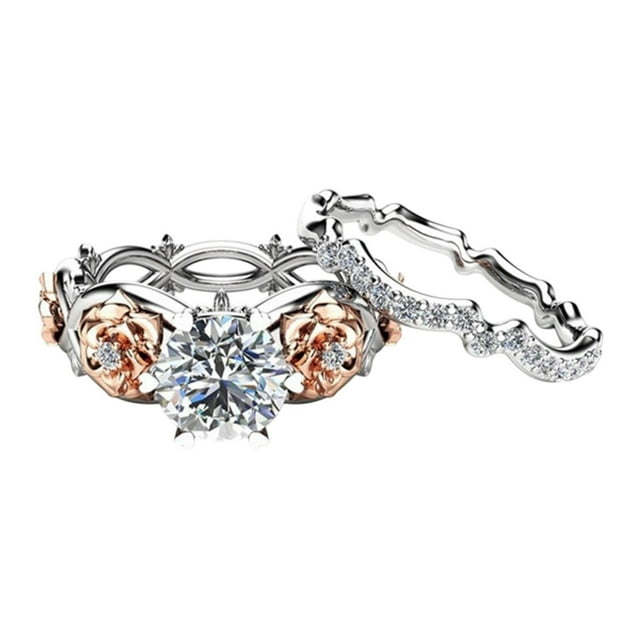 Juego de anillos de 2 piezas, anillos llamativos, anillos de boda para accesorios fotográficos, boda, uso diario 5