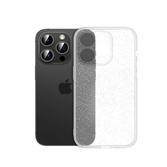 SaniMore for iPhone 14 Pro 6.1" Ultra-Thin Transparent Glitter Case, Rugged PC & Soft TPU Bumpers [Not Yellowing Technology] Full Body Protective Case for Women Ladies Girls, White