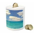 thumbnail image 3 of Ocean Piggy Bank, Dreamy Skyline with Clouds over Crystal Water Sea Coast Tropical Island Image, Ceramic Coin Bank Money Box for Cash Saving, 3.6" X 3.2", Turquoise Aqua, by Ambesonne, 3 of 4