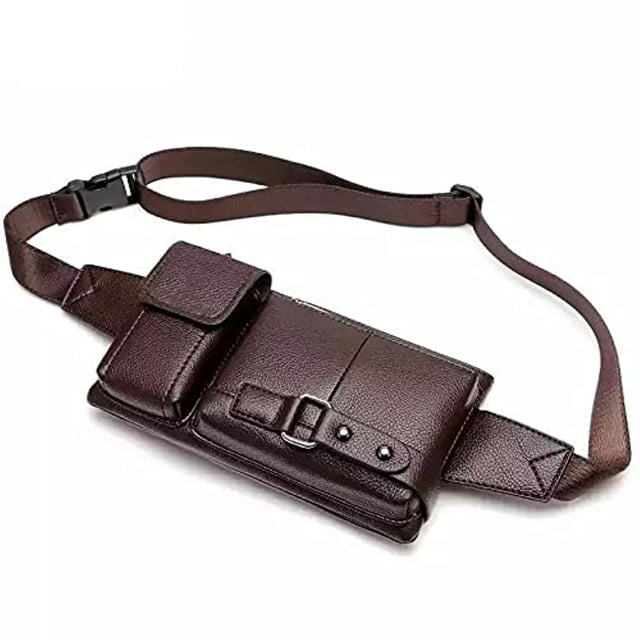 Mochila bandolera Bestsent de piel para hombre, color marrón