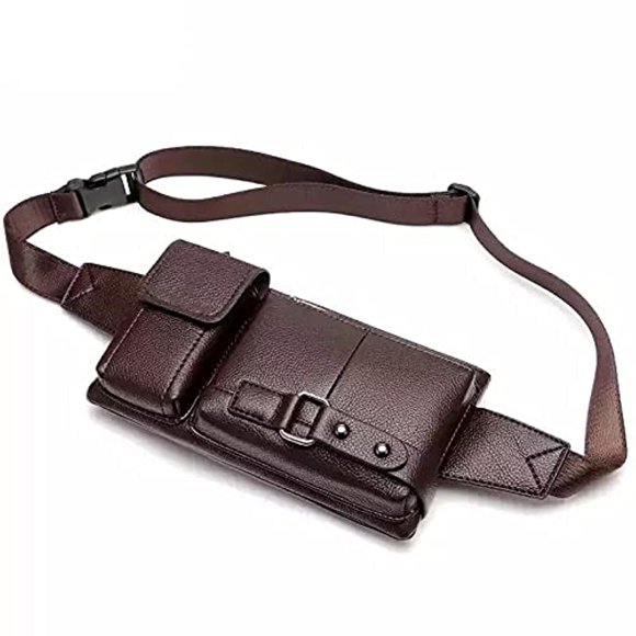 Mochila bandolera Bestsent de piel para hombre, color marrón