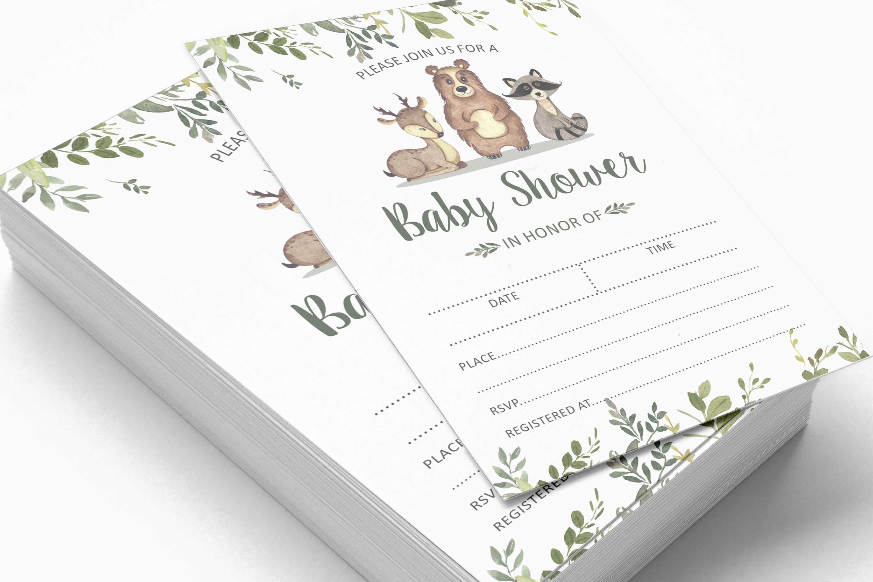 Inkdotpot 30 Fill In StyleBaby Shower Invitation Cards Jungle Animals Gender Neutral Blank Invites