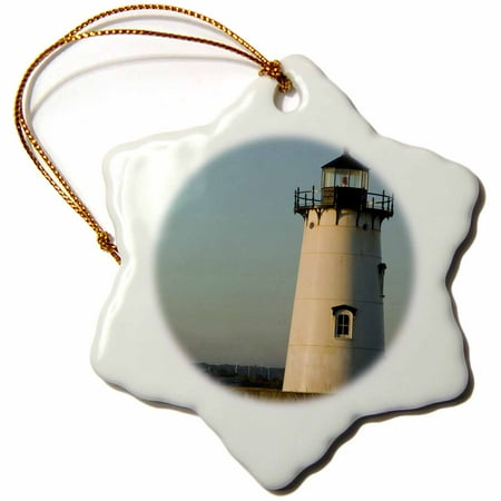 Martha's Vineyard Christmas Ornaments 3dRose MA, Marthas Vineyard, Edgartown Lighthouse - US22 WBI0309 - Walter Bibikow - Snowflake Ornament, 3-inch ()