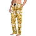 thumbnail image 4 of Men's Pajama Pants with Pockets Sleepwear Lounge Pants Stretch Casual White Yellow Flowers, 4 of 6