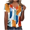 thumbnail image 5 of ALLLIST Going Out Tops for Women Orange V-Neck Short Sleeve Button Graphic T-Shirts Womens Shirts Under $10 S, 5 of 5