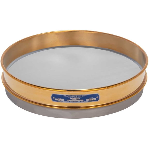 12in Sieve, Brass/Stainless, Half-Height, No.200
