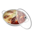 thumbnail image 3 of Stainless Steel Hot Pot W/ Divider Round Shabu Pot & Glass Lid, 3 of 14