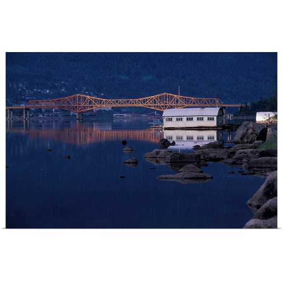 Great BIG Canvas | "British Columbia, Nelson, Orange Bridge over west arm of Kootenay Lake" Art Print - 30x20