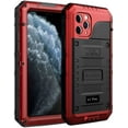 thumbnail image 1 of Coque iPhone 11 Pro Étanche en Métal Robuste avec Écran Intégré Protection Complète Antichoc Antichoc Robuste de Qualité Militaire, Rouge, 1 of 8