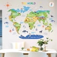 thumbnail image 1 of Adhesivos de pared de PVC con el mapa de animales del mundo, 81 x 110 cm, 3 hojas, 1 of 3