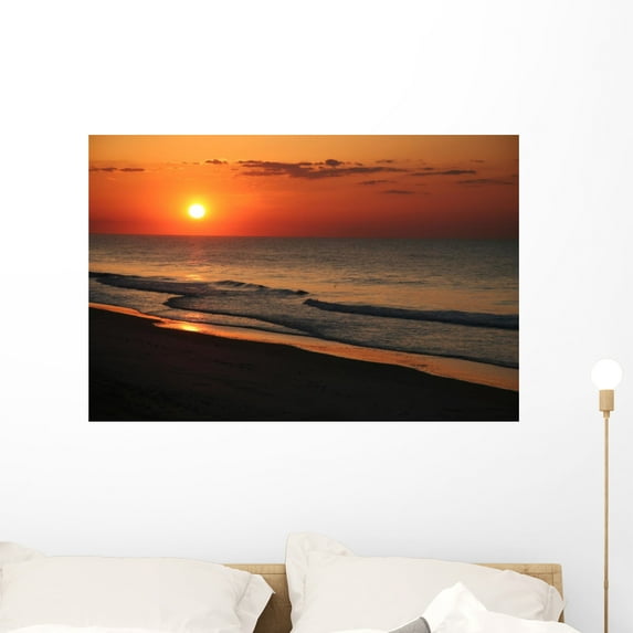 East Coast Beach Sunrise Wall Mural by Wallmonkeys Peel and Stick Graphic (36 in W x 24 in H) WM72604