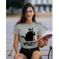 thumbnail image 2 of Black Cat Creepy Crazy Eyes Halloween Shirt Women's T-shirt, 3XL, H. Grey, 2 of 6