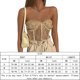 thumbnail image 3 of Top Corto Sin Tirantes Bustier de encaje floral Bodycon Tops de tubo Traje de calle de color sólido (Champagne M) Cgtredaw Para estrenar, 3 of 8