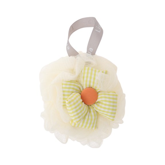 Unique Bargains 1 Pc Plaid Sunflower Bath Shower Loofah Sponge Body Puffs Lemon Yellow