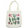 thumbnail image 1 of Nature Tote Bag, Desert Botanical Herbal Cartoon Style Cactus Plant Flower with Spikes Print, Cloth Linen Reusable Bag for Shopping Books Beach and More, 16.5" X 14", Cream, by Ambesonne, 1 of 2