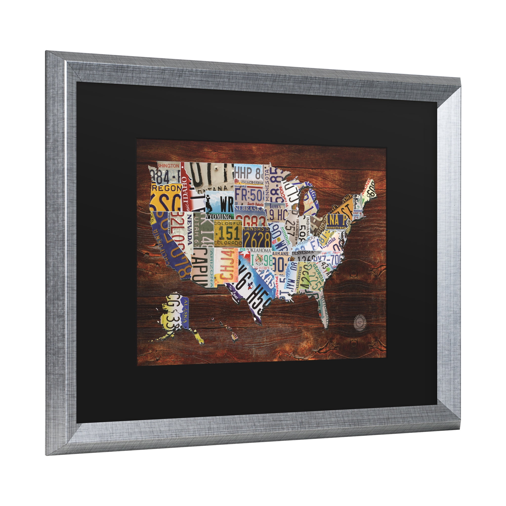 Trademark Fine Art 'USA License Plate Map on Wood' Canvas Art by Masters Fine Art